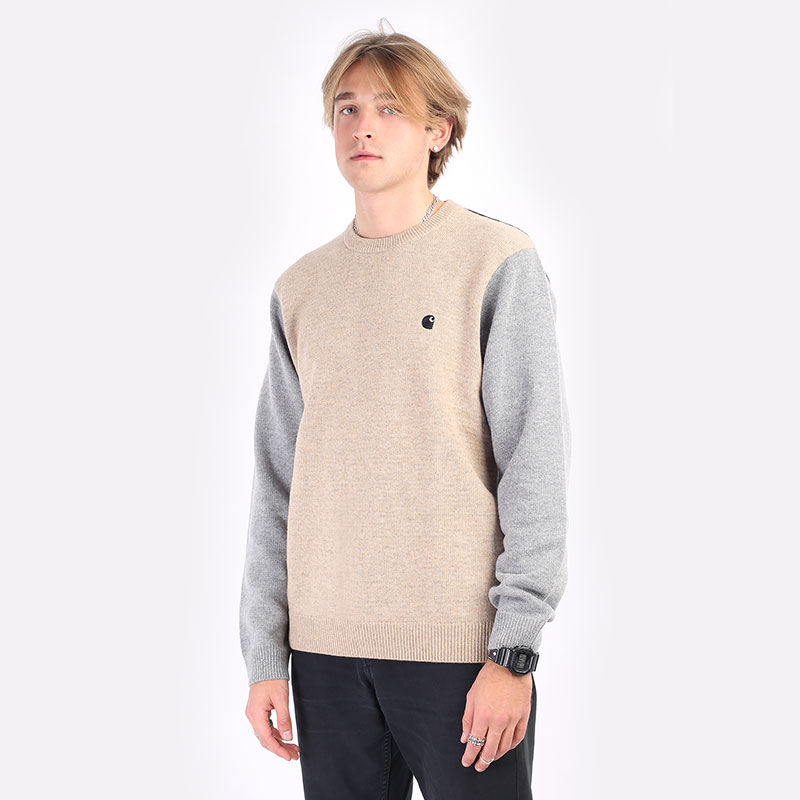 мужской разноцветный свитер Carhartt WIP Triple Sweater I029514-grey/black - цена, описание, фото 1