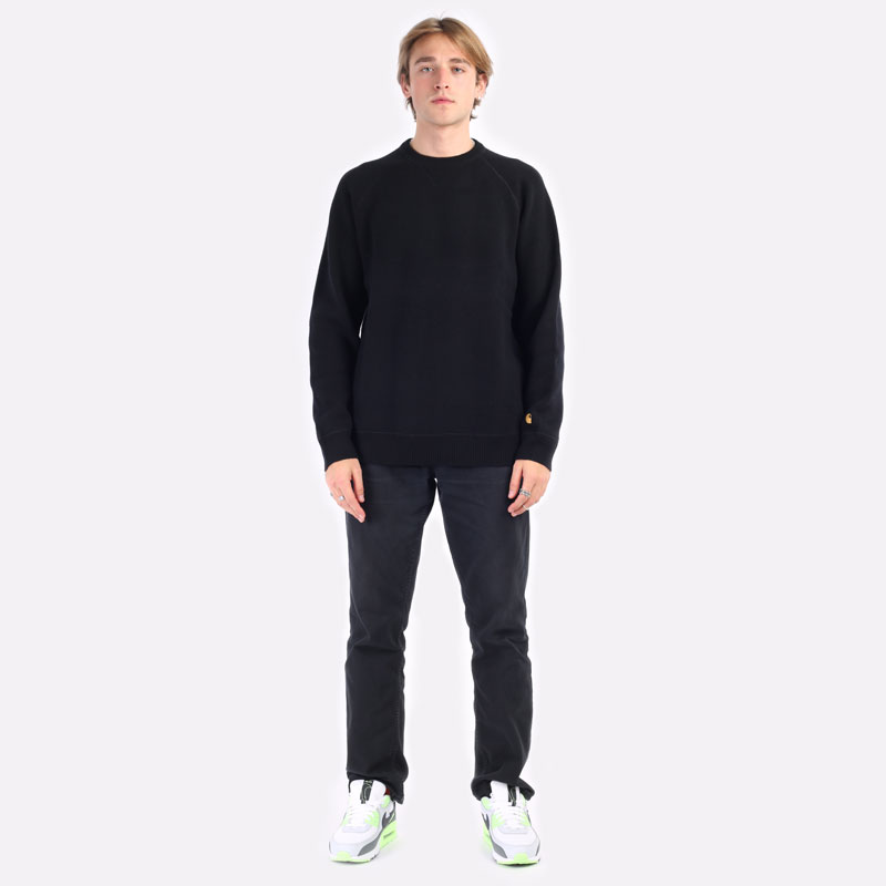 мужской черный свитер Carhartt WIP Chase Sweater I028362-black/gold - цена, описание, фото 7