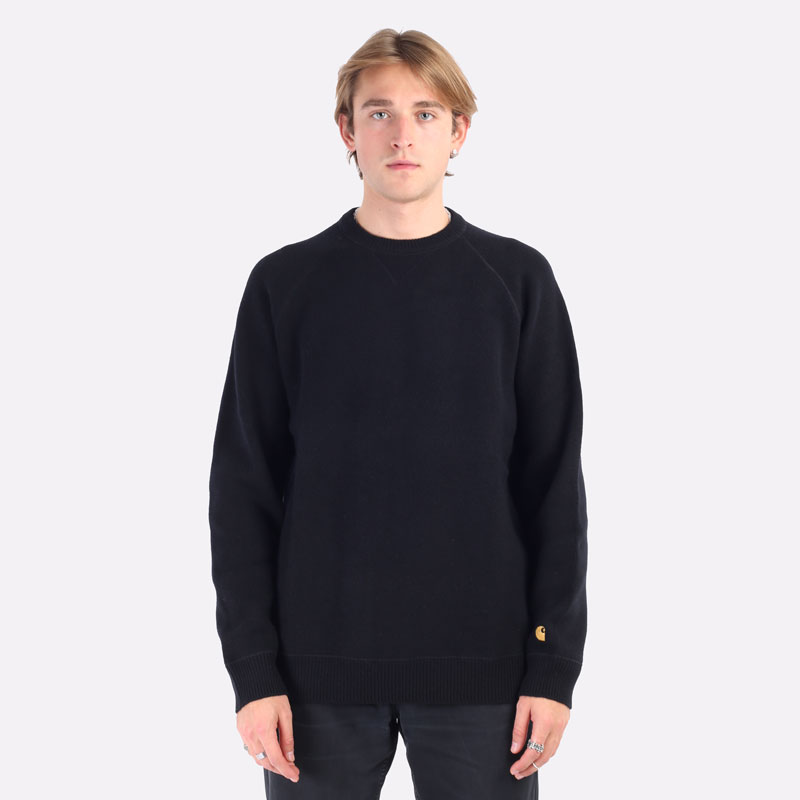 мужской черный свитер Carhartt WIP Chase Sweater I028362-black/gold - цена, описание, фото 4