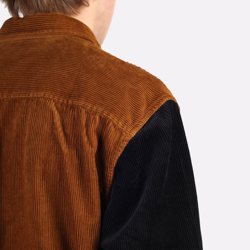 мужская коричневая рубашка Carhartt WIP L/S Triple Madison Cord Shirt I029480-tawny blk/dark ir - цена, описание, фото 3