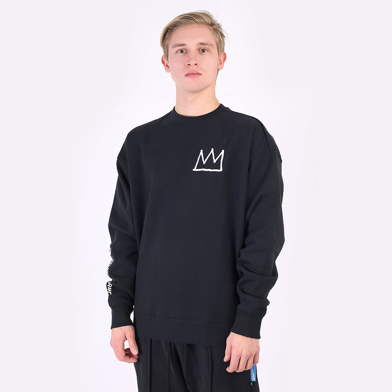 мужская черная толстовка Converse Basquiat Fleece Crew 10023072001 - цена, описание, фото 1