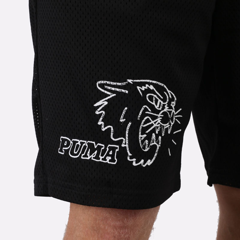 мужские черные шорты PUMA Hoops Mesh Logo 53219801 - цена, описание, фото 4