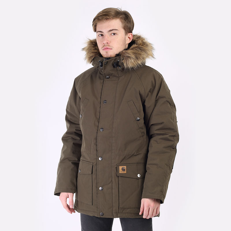 Мужская куртка Carhartt WIP Trapper Parka (I028129-cypress) купить по цене  16390 руб в интернет-магазине Streetball