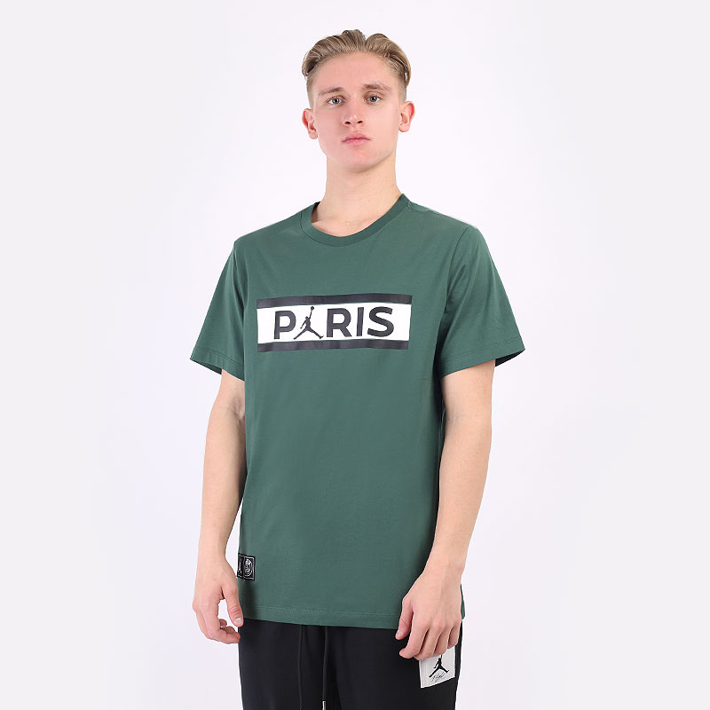 мужская зеленая футболка Jordan Paris Saint Germain Wordmark Short-Sleeve DB6510-333 - цена, описание, фото 1