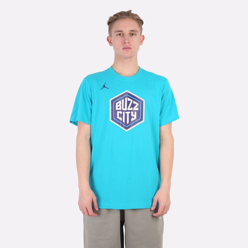 мужская голубая футболка Jordan Charlotte Hornets Dri-FIT NBA Logo T-Shirt DA6003-415 - цена, описание, фото 4