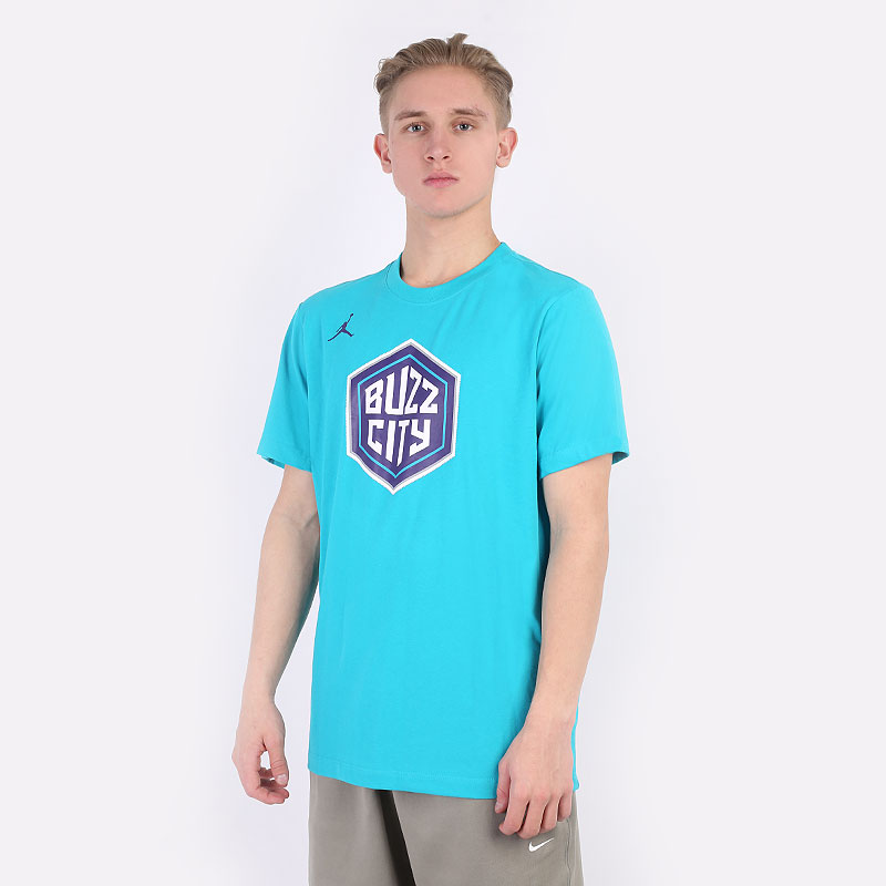 мужская голубая футболка Jordan Charlotte Hornets Dri-FIT NBA Logo T-Shirt DA6003-415 - цена, описание, фото 1
