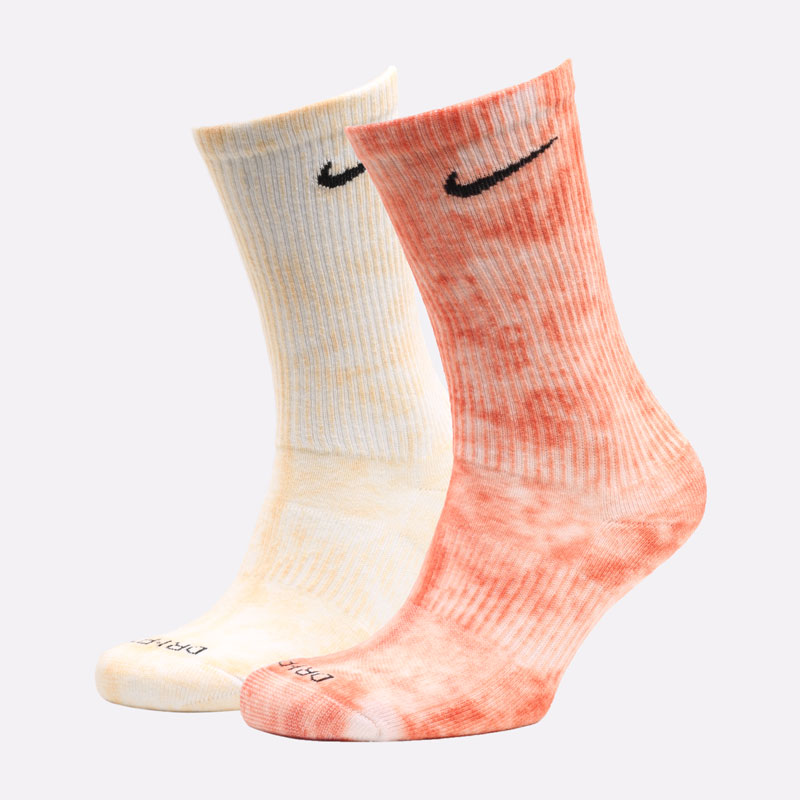мужские желтые носки Nike Everyday Plus Cushioned Tie-Dye Crew Socks (2 Pairs) DM3407-906 - цена, описание, фото 1