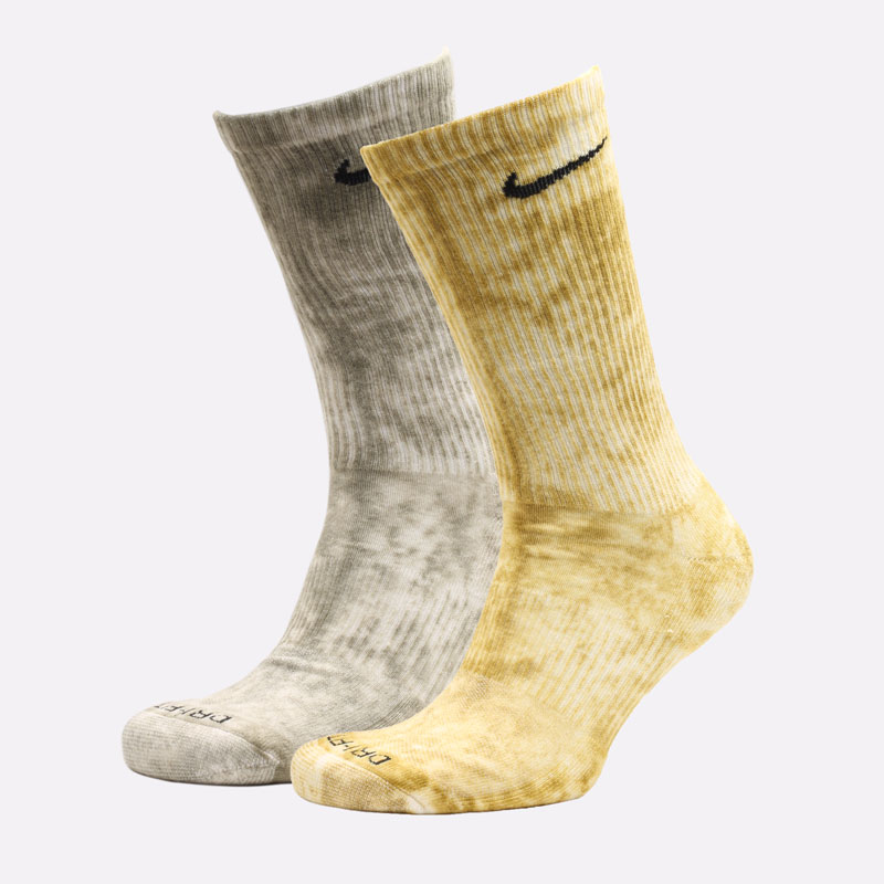 мужские серые носки Nike Everyday Plus Cushioned Tie-Dye Crew Socks (2 Pairs) DM3407-907 - цена, описание, фото 1