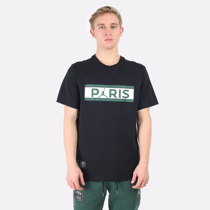мужская черная футболка Jordan Paris Saint-Germain Wordmark Tee DB6510-010 - цена, описание, фото 5