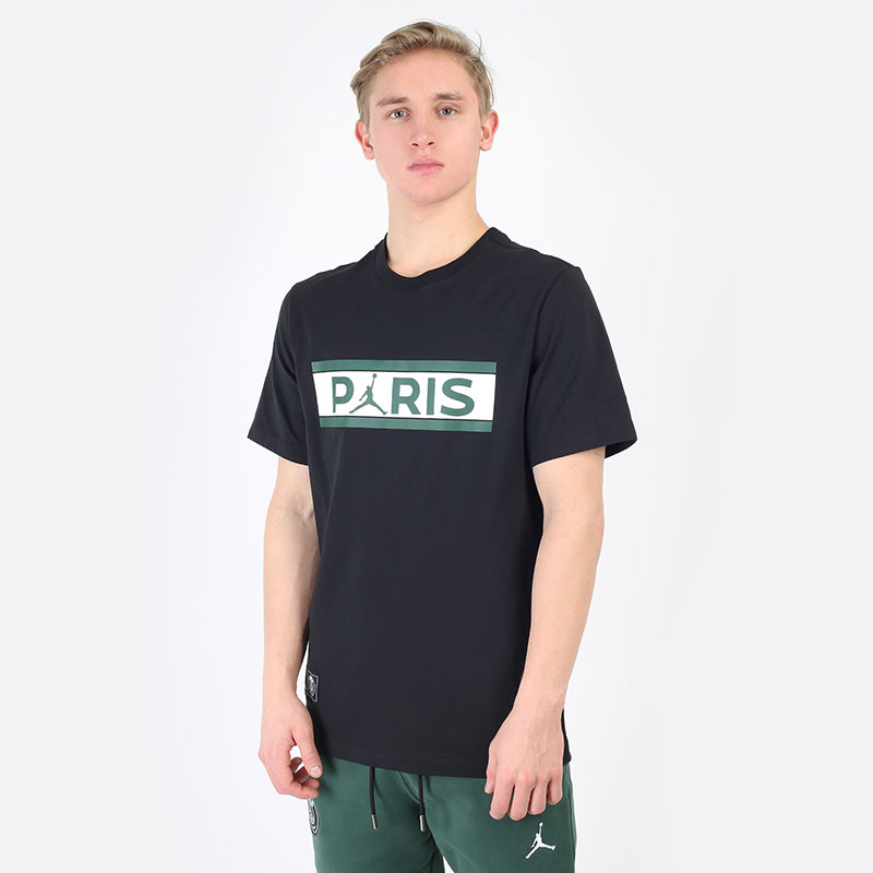 мужская черная футболка Jordan Paris Saint-Germain Wordmark Tee DB6510-010 - цена, описание, фото 1