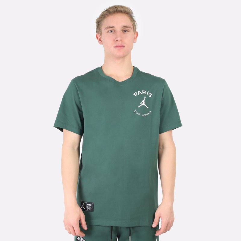 мужская зеленая футболка Jordan Paris Saint-Germain Logo Tee DB6514-333 - цена, описание, фото 6