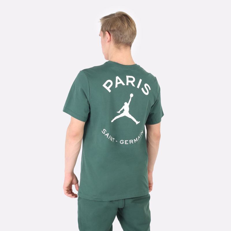 мужская зеленая футболка Jordan Paris Saint-Germain Logo Tee DB6514-333 - цена, описание, фото 4