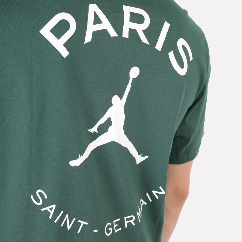 мужская зеленая футболка Jordan Paris Saint-Germain Logo Tee DB6514-333 - цена, описание, фото 5