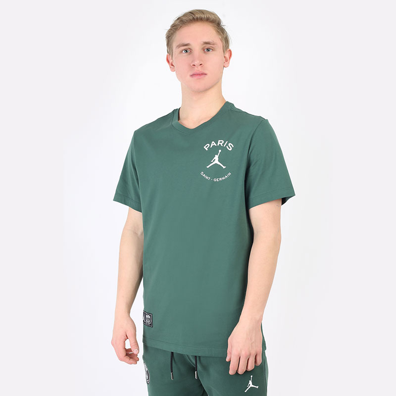 мужская зеленая футболка Jordan Paris Saint-Germain Logo Tee DB6514-333 - цена, описание, фото 1