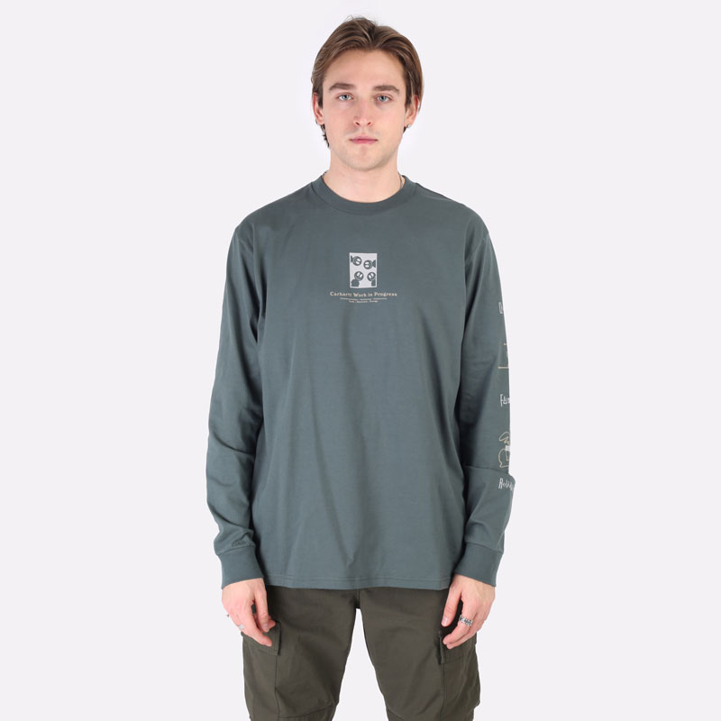   лонгслив Carhartt WIP L/S Dome T-Shirt I029982-hemlock green - цена, описание, фото 5