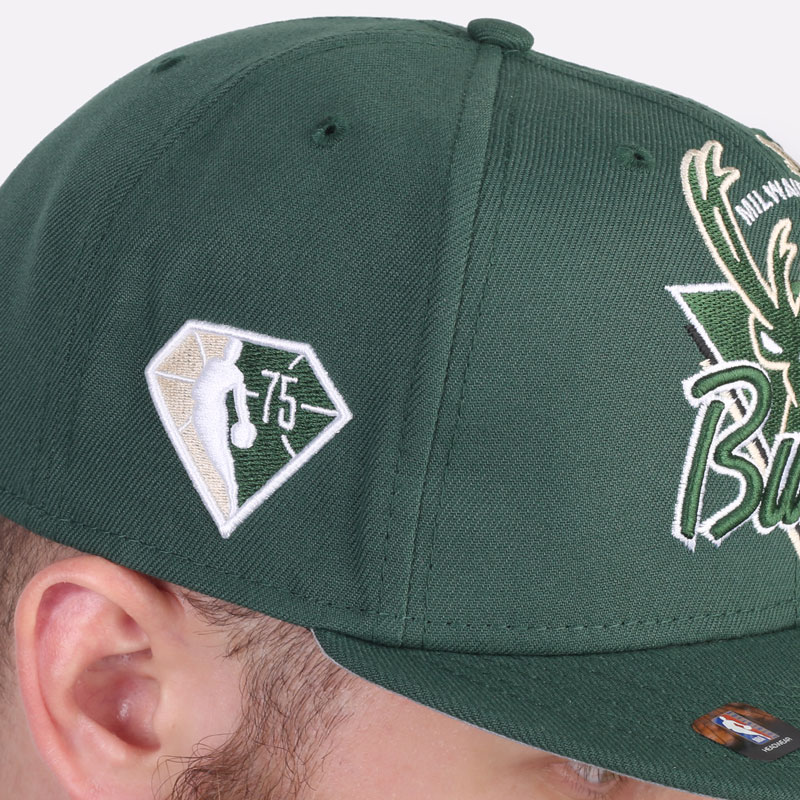 мужская зеленая кепка Newera Milwaukee Bucks 60182882-OTC - цена, описание, фото 3