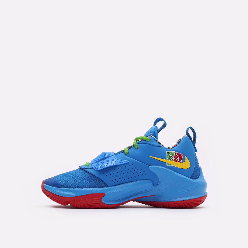  голубые баскетбольные кроссовки Nike Zoom Freak 3 NRG x UNO DC9364-400 - цена, описание, фото 2