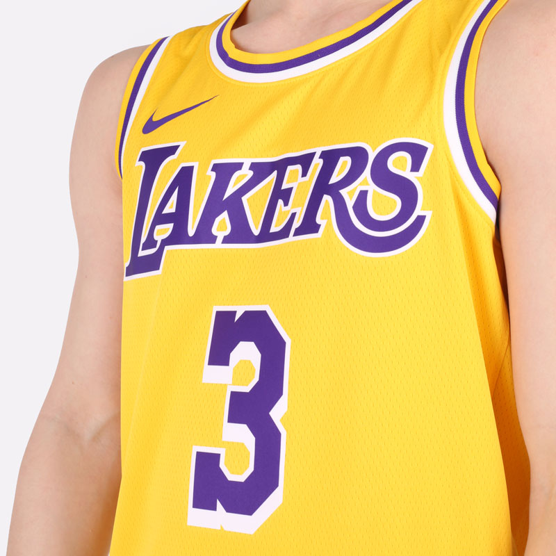 мужская желтая майка Nike Anthony Davis  NBA Lakers Icon Edition 2020 CW3669-728 - цена, описание, фото 3