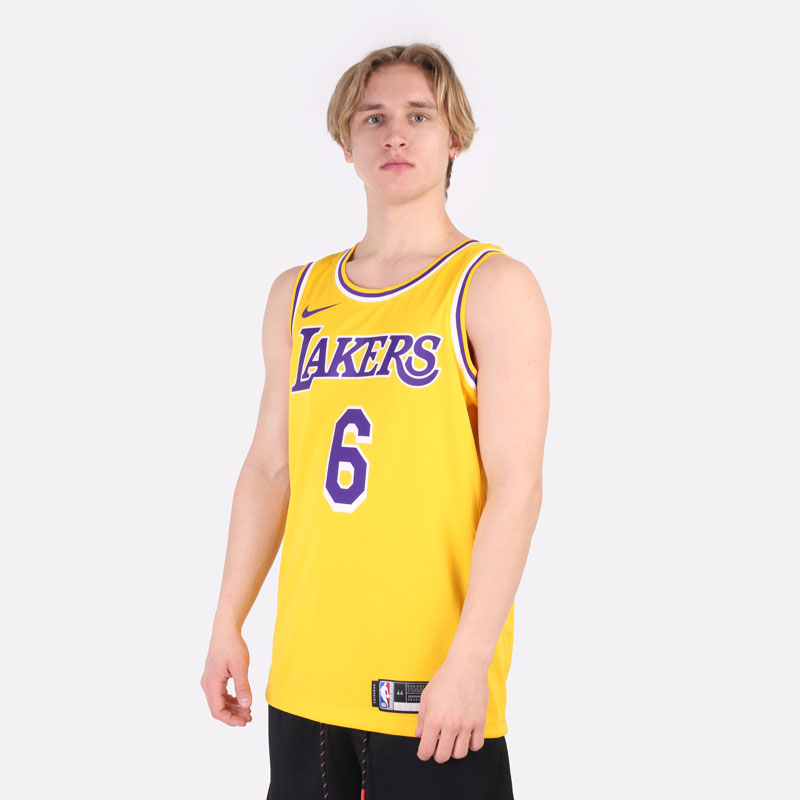 мужская желтая майка Nike LeBron James NBA Lakers Icon Edition 2020 CW3669-738 - цена, описание, фото 5