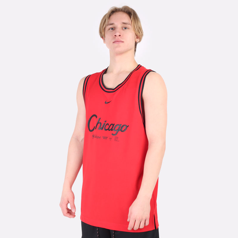 мужская красная майка Nike NBA Chicago Bulls Jersey DH9369-657 - цена, описание, фото 4