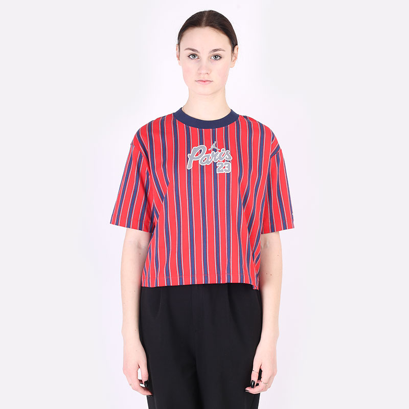 женская красная футболка Jordan Paris Saint-Germain Graphic T-Shirt DM4998-657 - цена, описание, фото 1