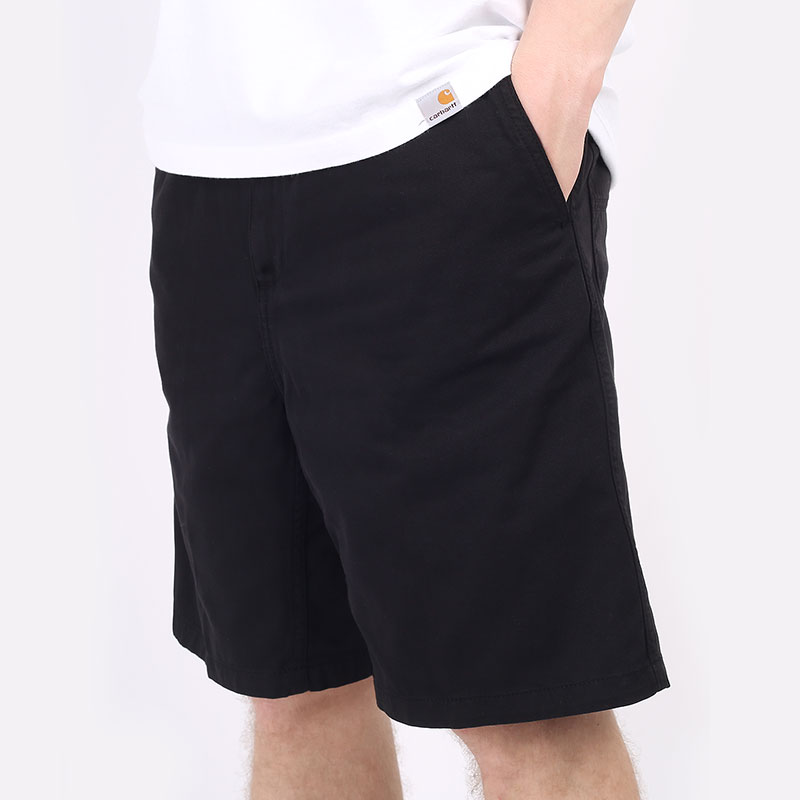 мужские черные шорты  Carhartt WIP Flint Short I030480-black - цена, описание, фото 1