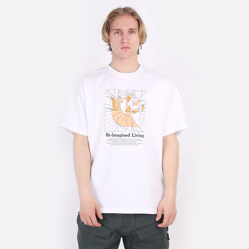 мужская белая футболка Carhartt WIP S/S Living T-Shirt I030180-white - цена, описание, фото 1