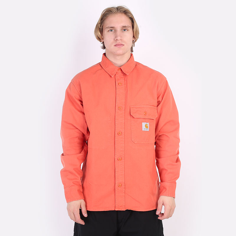 мужская оранжевая рубашка Carhartt WIP Reno Shirt Jac I029424-elba - цена, описание, фото 1