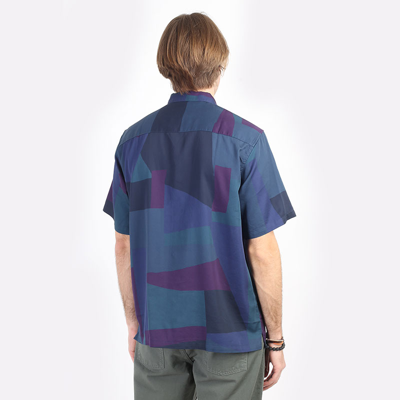 мужская синяя рубашка Carhartt WIP S/S Geo Shirt I030040-blue - цена, описание, фото 2