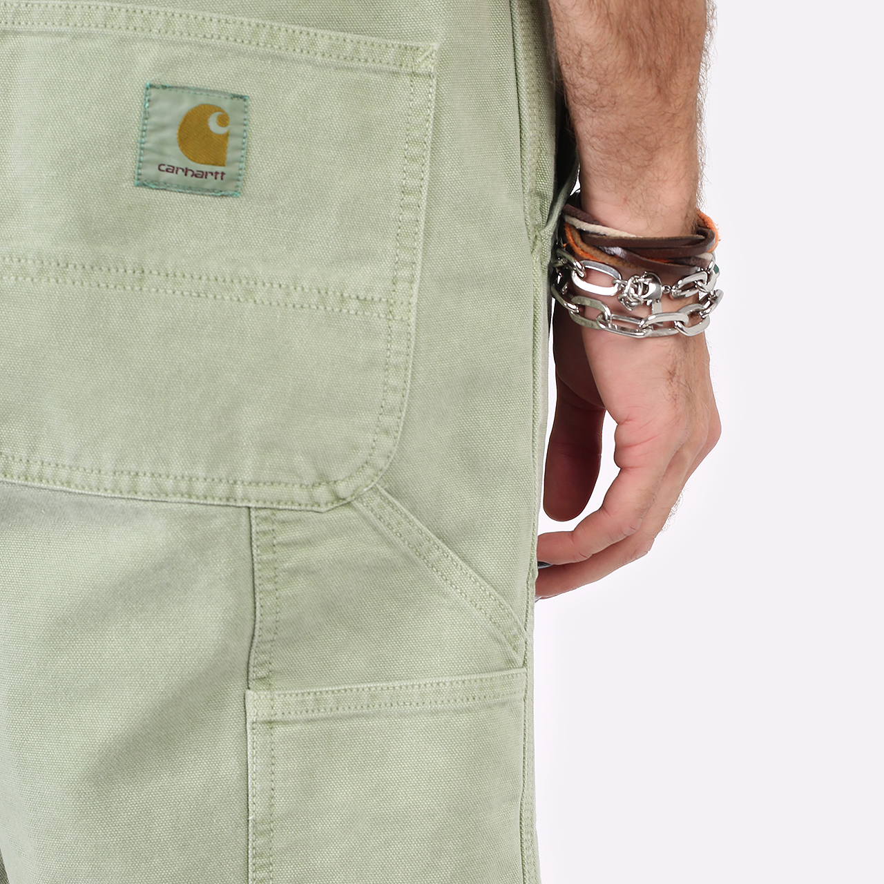 мужские зеленые шорты  Carhartt WIP Single Knee Short I027942-pale spearmint - цена, описание, фото 5