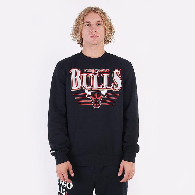 мужская толстовка Mitchell and ness Metallic Shadow Crew  (A0708644BLK)  - цена, описание, фото 1