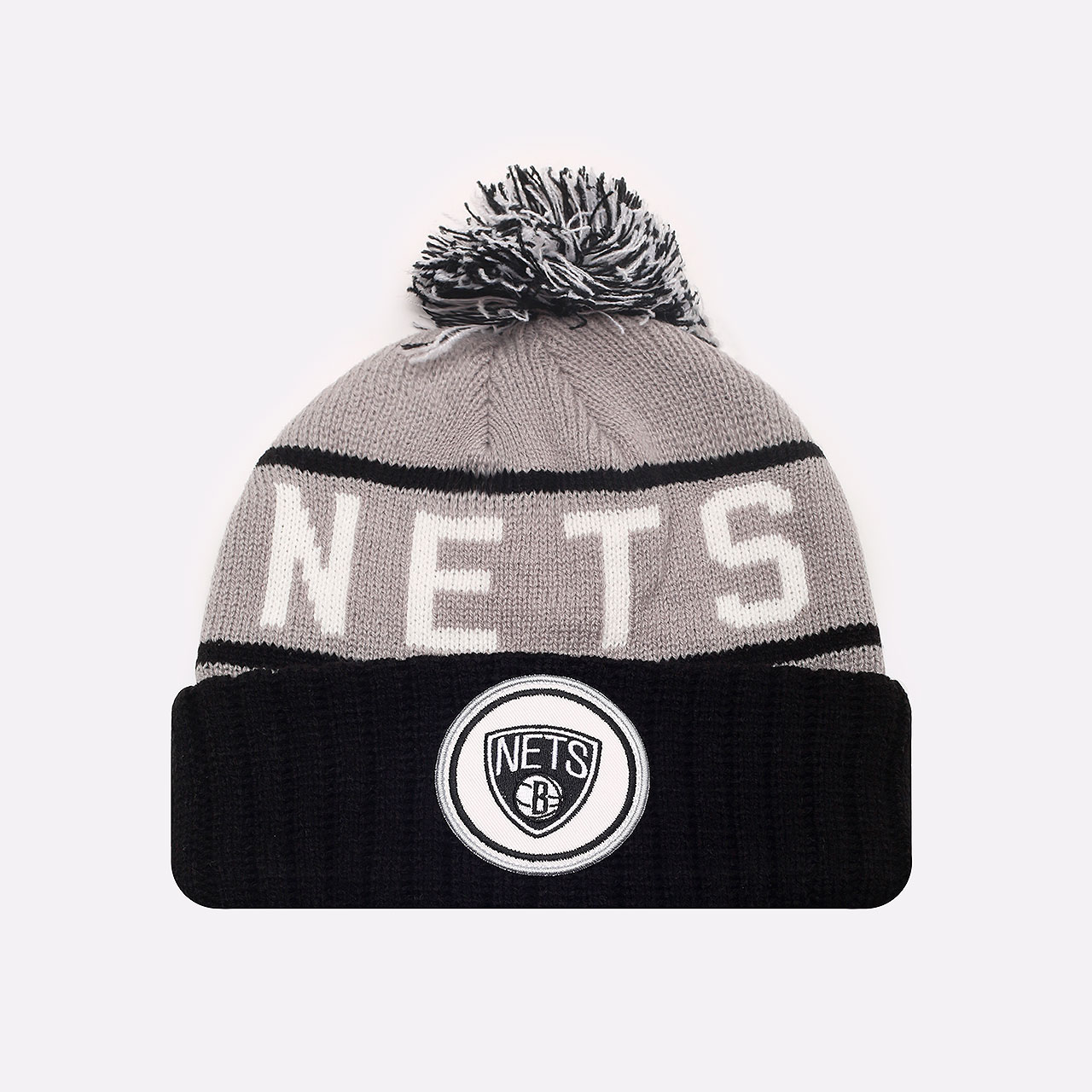  серая шапка Mitchell and ness NETS KJ46ZBLACK - цена, описание, фото 1