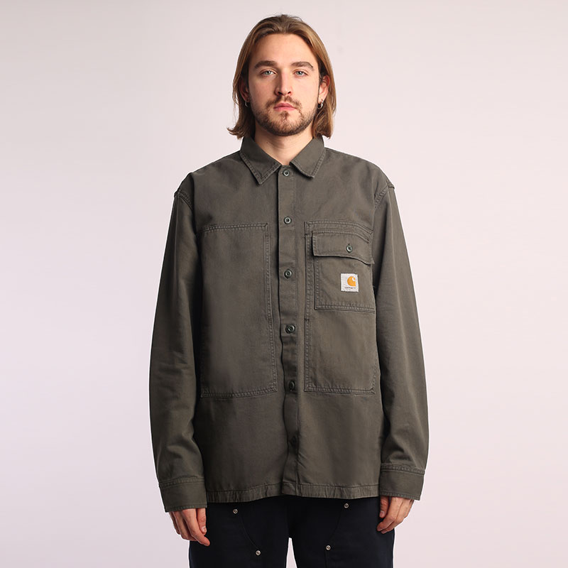 мужская зеленая рубашка Carhartt WIP L/S Charter Shirt I030765-garment dyed - цена, описание, фото 1