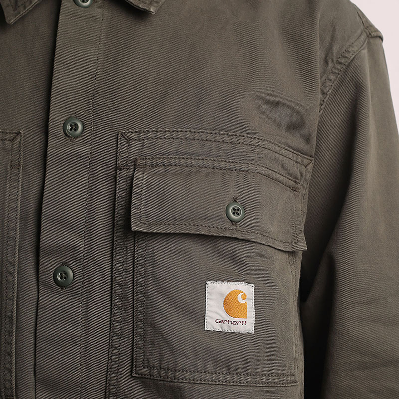 мужская зеленая рубашка Carhartt WIP L/S Charter Shirt I030765-garment dyed - цена, описание, фото 2