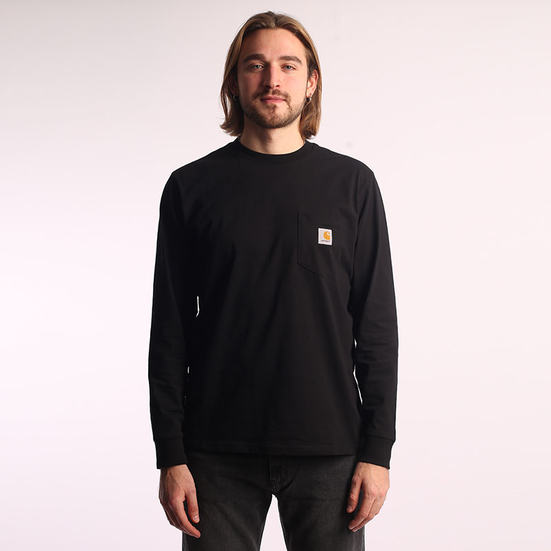   лонгслив Carhartt WIP L/S Pocket T-Shirt I030437-black - цена, описание, фото 1