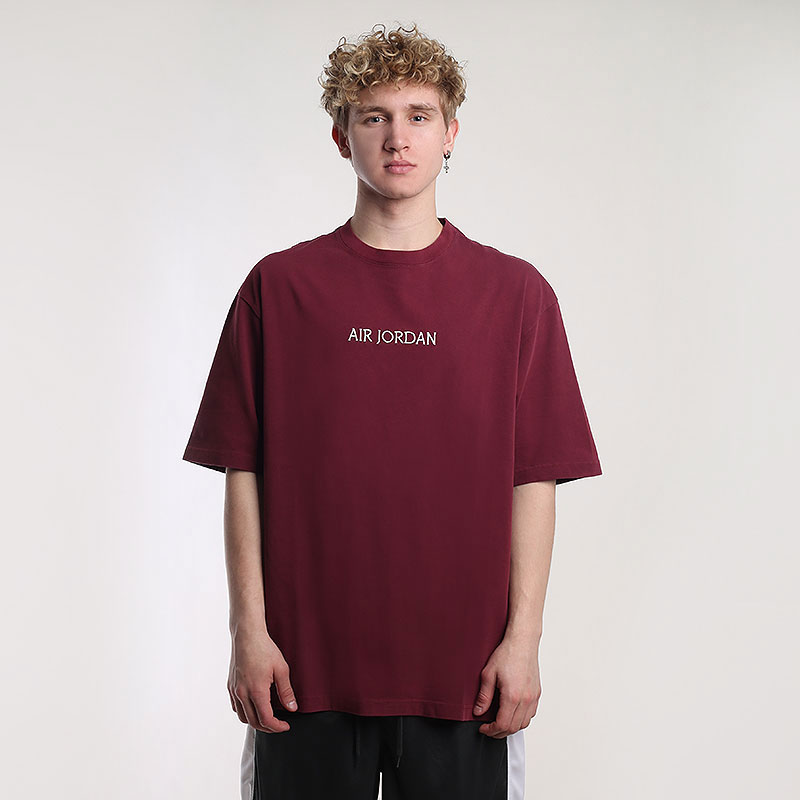 мужская бордовая футболка Jordan Air Wordmark T-Shirt DV6465-645 - цена, описание, фото 1