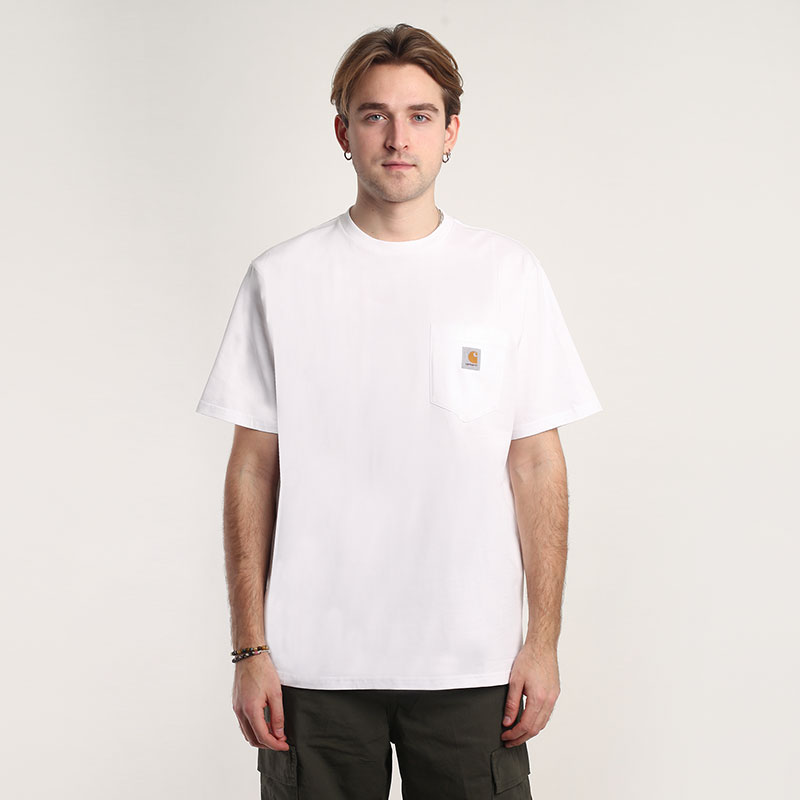 мужская белая футболка Carhartt WIP S/S Pocket T-Shirt I030434-white - цена, описание, фото 1