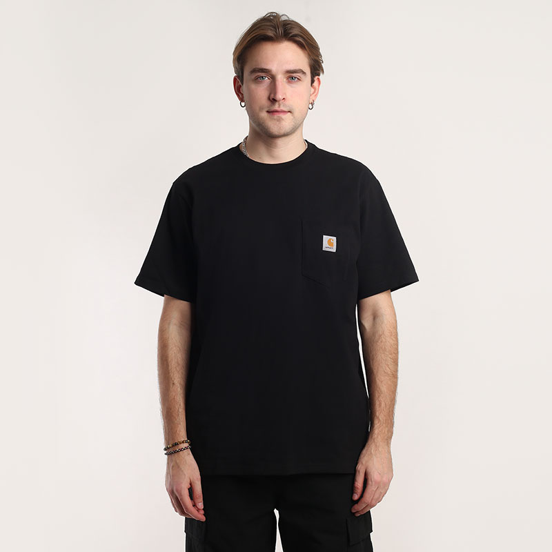 мужская черная футболка Carhartt WIP S/S Pocket T-Shirt I030434-black - цена, описание, фото 1