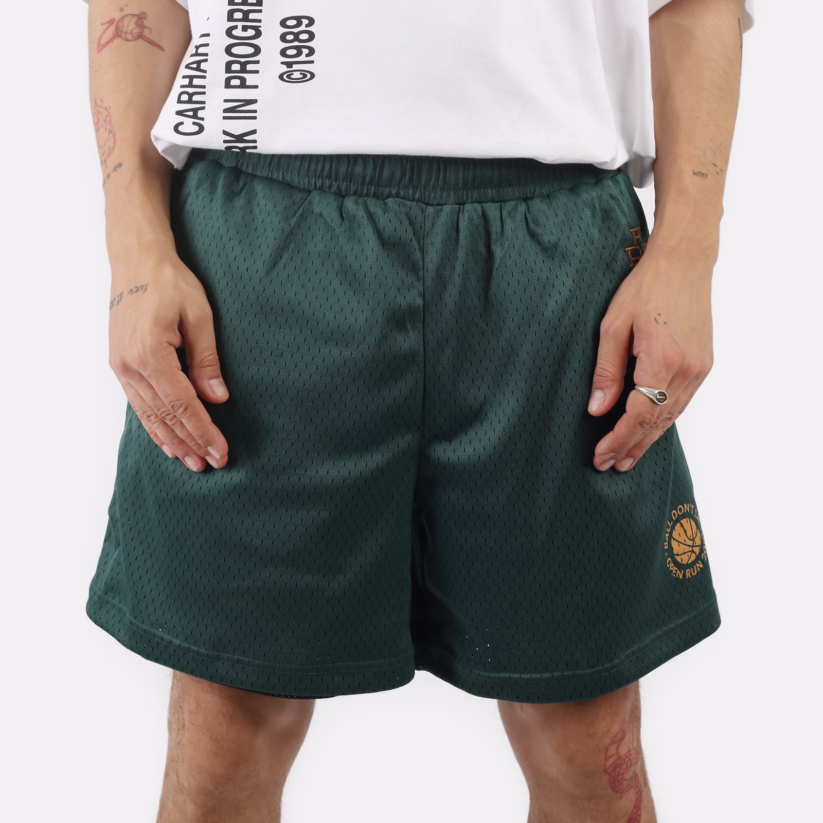 мужские зеленые шорты  Hard Open Run Open run-grn/gold - цена, описание, фото 2
