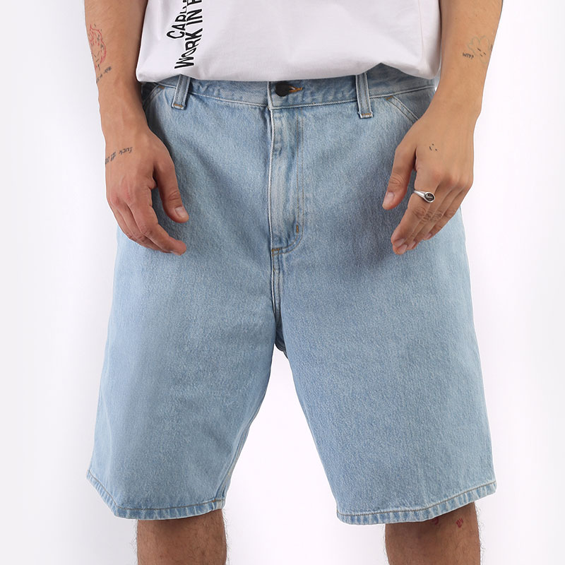 мужские голубые шорты  Carhartt WIP Single Knee Short I032026-blue - цена, описание, фото 1