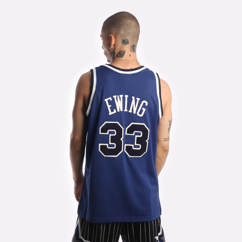 мужская синяя майка Mitchell and ness Chenille Swingman NYK91PEWBLUE - цена, описание, фото 2