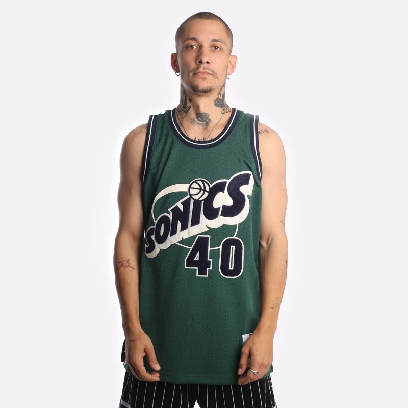 мужская майка Mitchell and ness Chenille Swingman  (SSU95SKEDKGN) SSU95SKEDKGN - цена, описание, фото 1