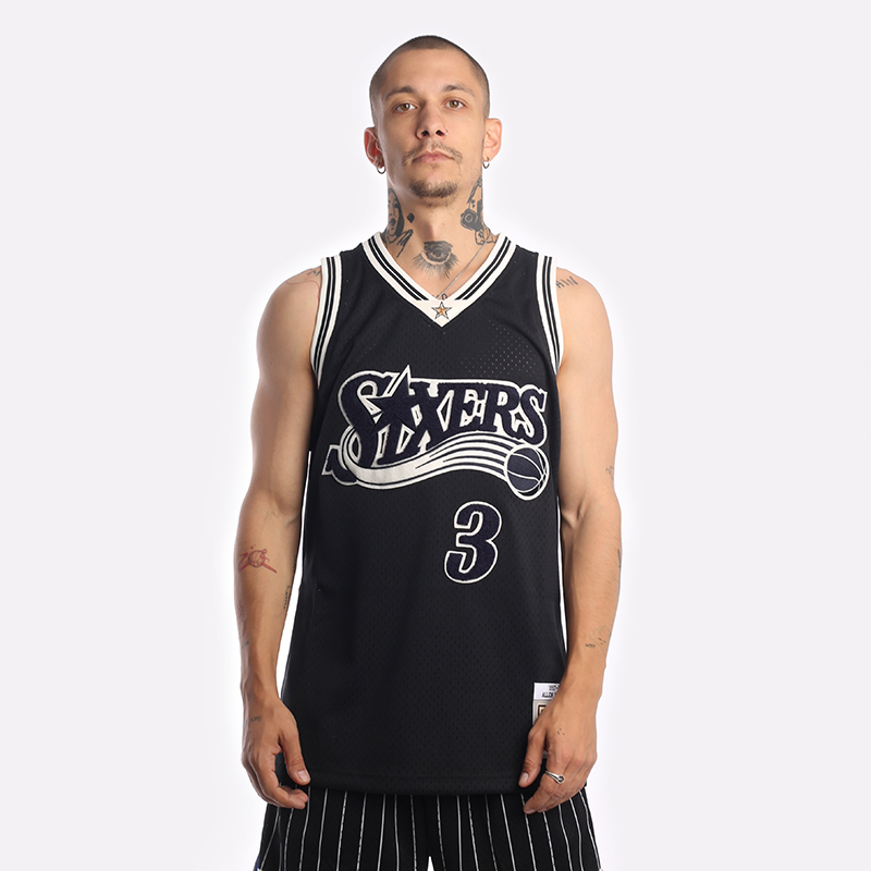 Мужская майка Mitchell and ness Chenille Swingman (P7600AIVBLCK)  - цена, описание, фото 1