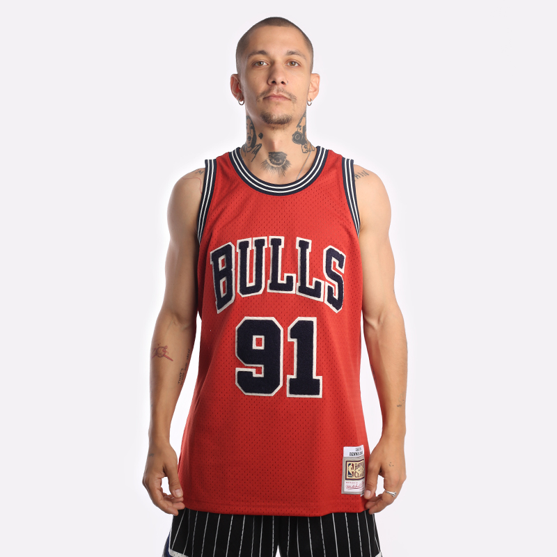 Мужская майка Mitchell and ness Chenille Swingman (CBU97DRDRED1)  - цена, описание, фото 1