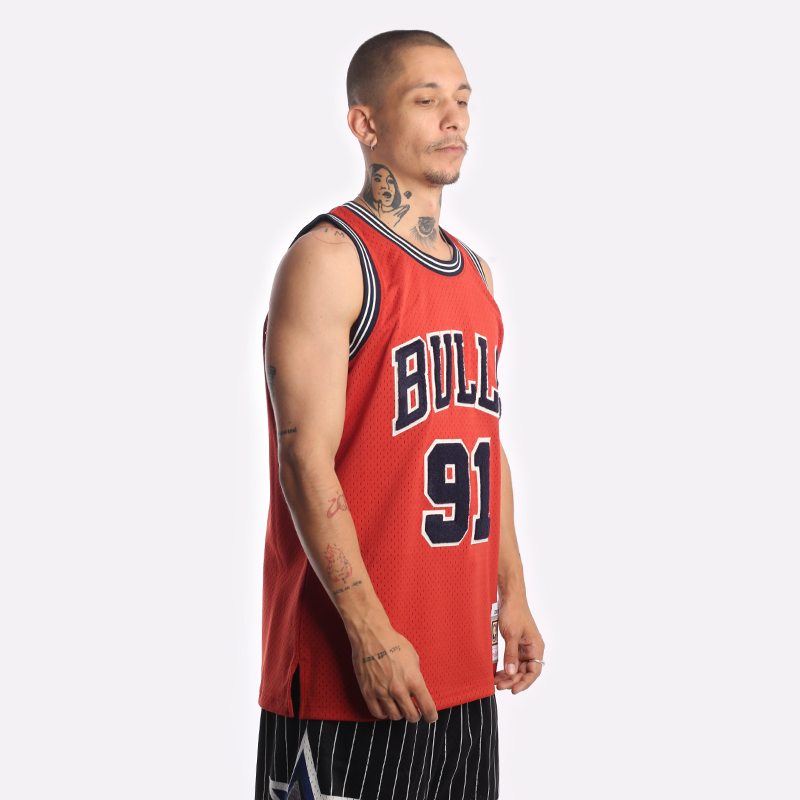 Мужская майка Mitchell and ness Chenille Swingman (CBU97DRDRED1)  - цена, описание, фото 3
