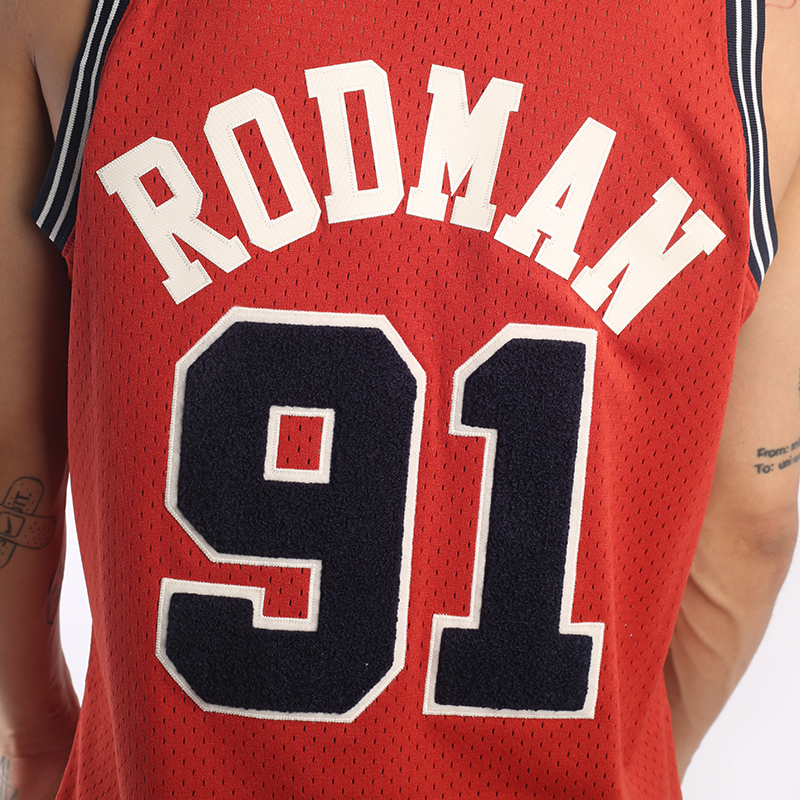 Мужская майка Mitchell and ness Chenille Swingman (CBU97DRDRED1)  - цена, описание, фото 6