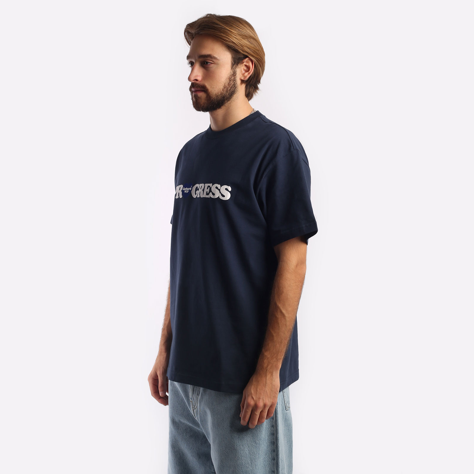 мужская синяя футболка Carhartt WIP S/S I Heart Progress T-Shirt I032378-blue - цена, описание, фото 4