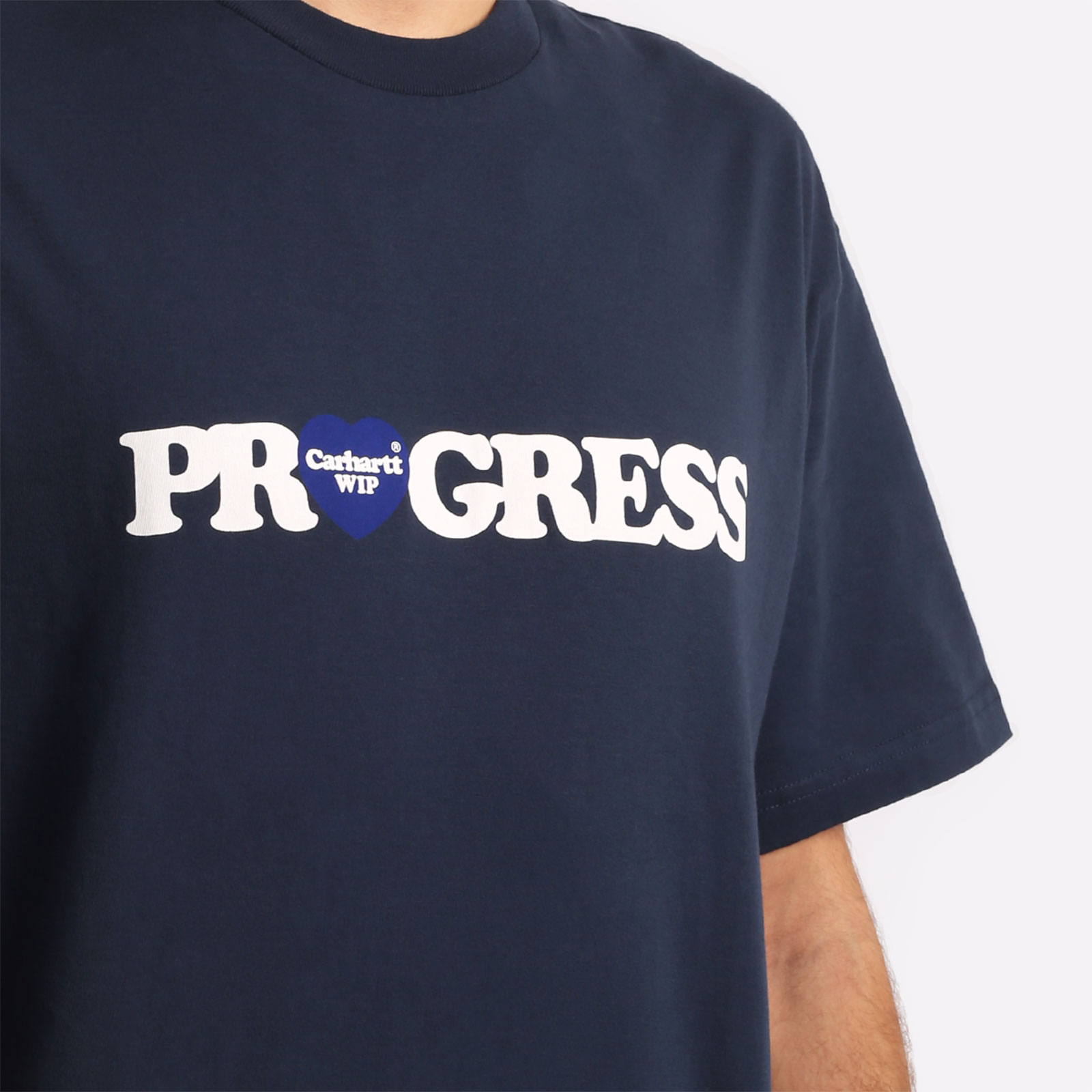мужская синяя футболка Carhartt WIP S/S I Heart Progress T-Shirt I032378-blue - цена, описание, фото 3