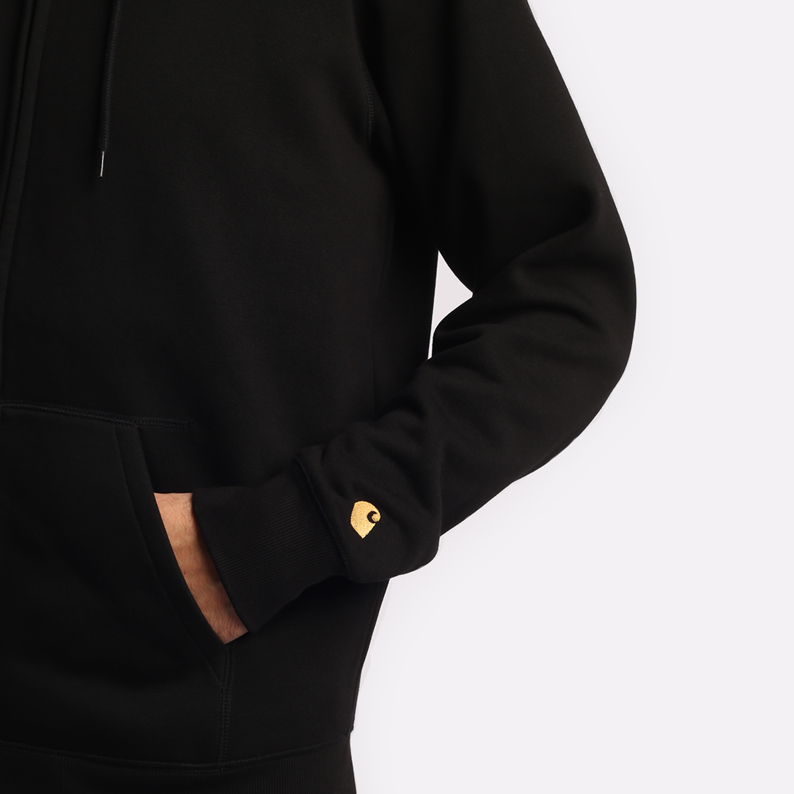 Мужская толстовка Carhartt WIP Hooded Chase Jacket (I026385-black/gold)  - цена, описание, фото 5