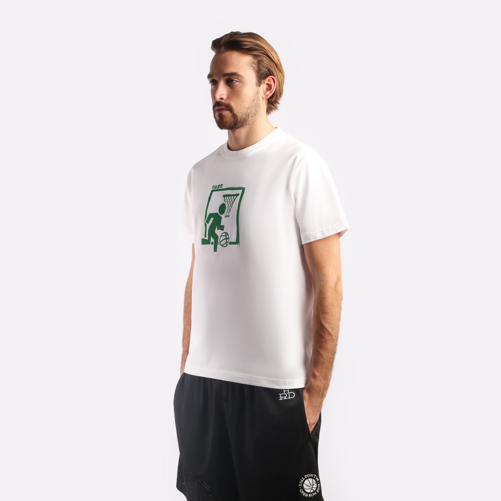мужская бежевая футболка Hard Simple Tee Hrdtee-white - цена, описание, фото 3